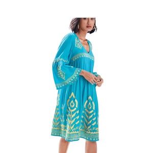 Soft Surroundings Zaneta Dress Womens 1X Embroidered Babydoll Boho Swing Plus